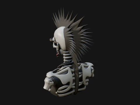 Punk Skull Bust Statue Design 4 - 3D Print Model Model do druku 3D