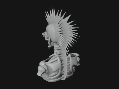 Punk Skull Bust Statue Design 4 - 3D Print Model Model do druku 3D