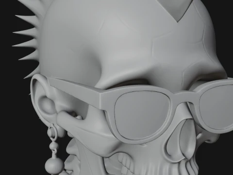 Punk Skull Bust Statue Design 4 - 3D Print Model Model do druku 3D
