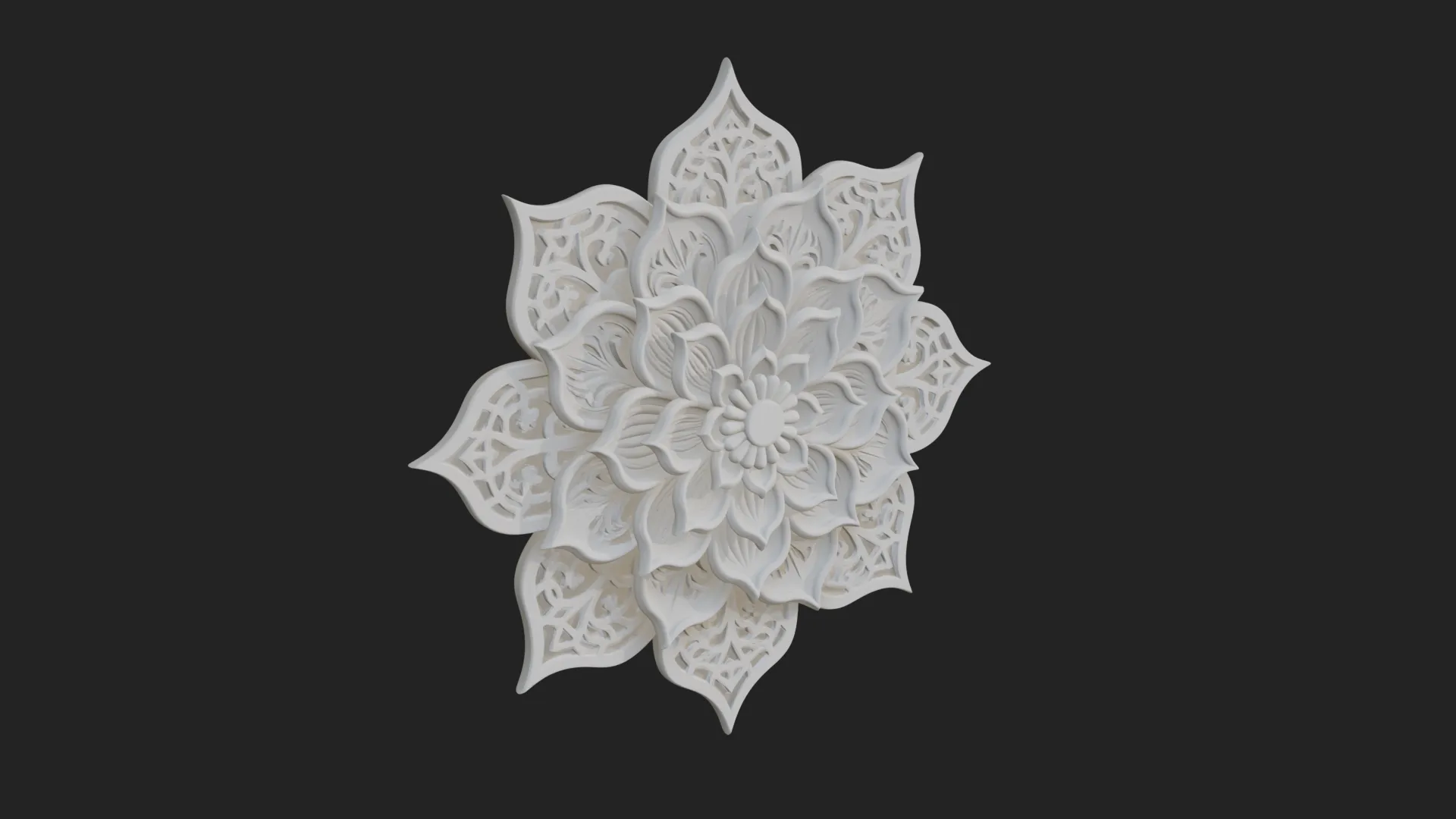 Lotus Mandala Wall Plaque Design 4 - 3D Print Model 3D Print Model .c4d .max .obj .3ds .fbx .stl .blend