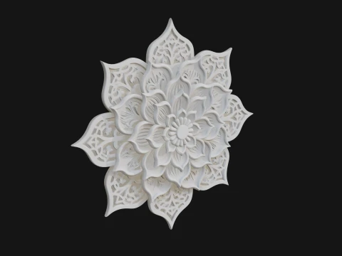 Lotus Mandala Wall Plaque Design 4 - 3D Print Model 3D Baskı Modeli
