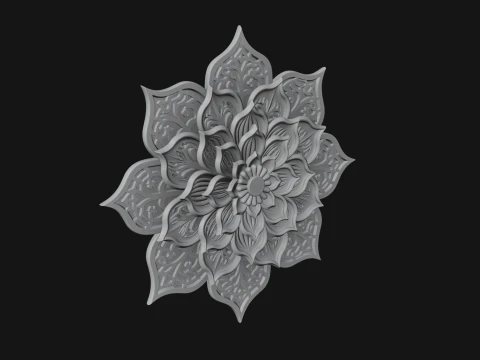 Lotus Mandala Wall Plaque Design 4 - 3D Print Model 3D Print Model