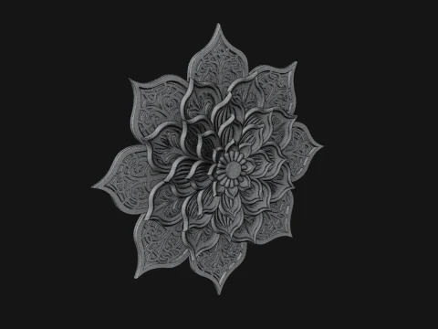 Lotus Mandala Wall Plaque Design 4 - 3D Print Model 3D Print Model