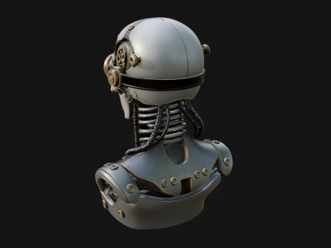 Steampunk Goggle Skull Bust Statue Design 2 - 3D Print Model 3D Print Model