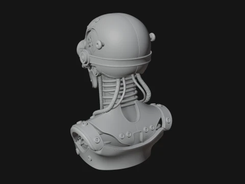 Steampunk Goggle Skull Bust Statue Design 2 - 3D Print Model 3D Print Model