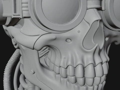 Steampunk Goggle Skull Bust Statue Design 2 - 3D Print Model 3D Print Model