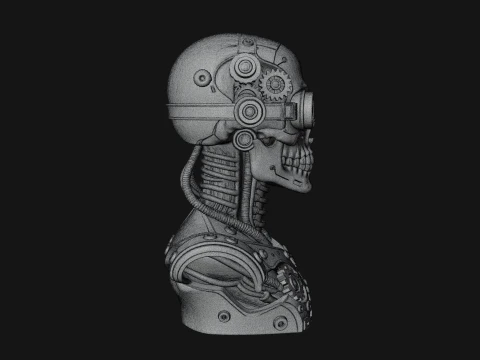 Steampunk Goggle Skull Bust Statue Design 2 - 3D Print Model 3D Print Model
