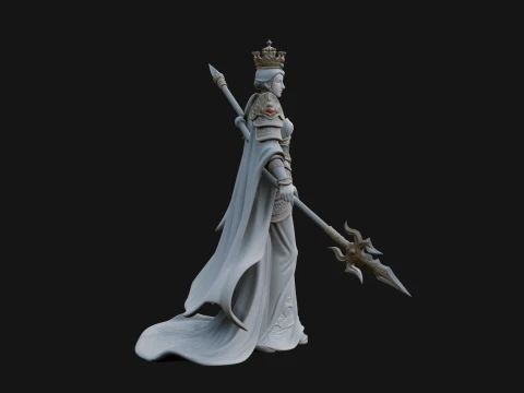 Crowned Queen with Spear Statue Design 3 - 3D Print Model 3D Принт Модель