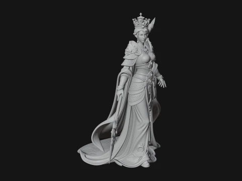 Crowned Queen with Spear Statue Design 3 - 3D Print Model 3D Принт Модель