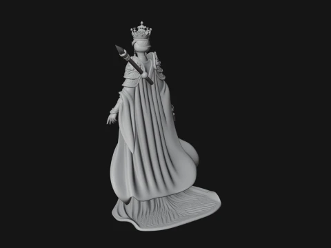 Crowned Queen with Spear Statue Design 3 - 3D Print Model 3D Принт Модель