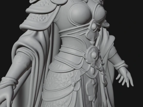 Crowned Queen with Spear Statue Design 3 - 3D Print Model 3D Принт Модель