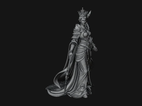 Crowned Queen with Spear Statue Design 3 - 3D Print Model 3D Принт Модель