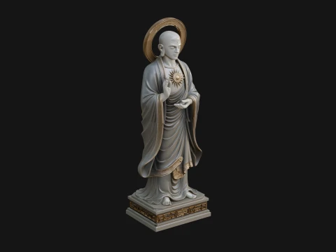 Haloed Standing Guanyin Statue Design 1 - 3D Print Model Model do druku 3D