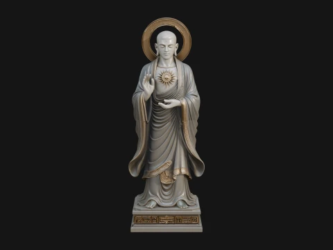 Haloed Standing Guanyin Statue Design 1 - 3D Print Model 3D Print Model