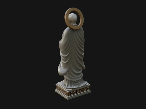 Haloed Standing Guanyin Statue Design 1 - 3D Print Model 3D Print Model