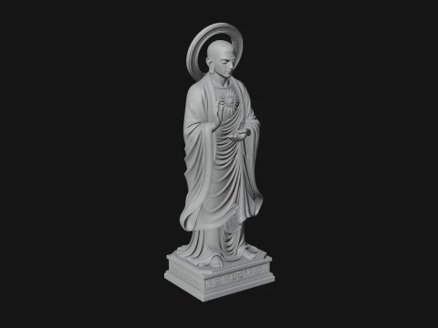 Haloed Standing Guanyin Statue Design 1 - 3D Print Model 3D Print Model