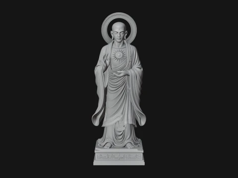 Haloed Standing Guanyin Statue Design 1 - 3D Print Model 3D Print Model