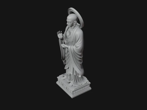Haloed Standing Guanyin Statue Design 1 - 3D Print Model 3D Print Model