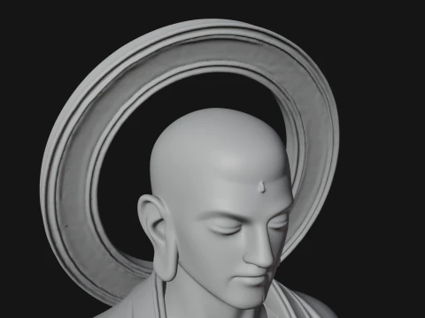 Haloed Standing Guanyin Statue Design 1 - 3D Print Model 3D Print Model