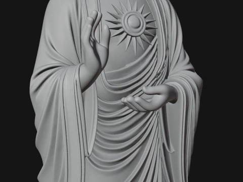 Haloed Standing Guanyin Statue Design 1 - 3D Print Model 3D Print Model