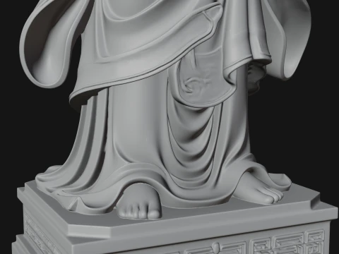 Haloed Standing Guanyin Statue Design 1 - 3D Print Model 3D Print Model