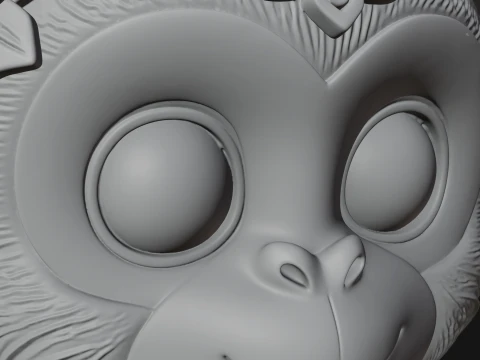 Floral Chibi Monkey Statue Design 2 - 3D Print Model 3D Print Model