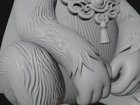 Floral Chibi Monkey Statue Design 2 - 3D Print Model 3D Print Model