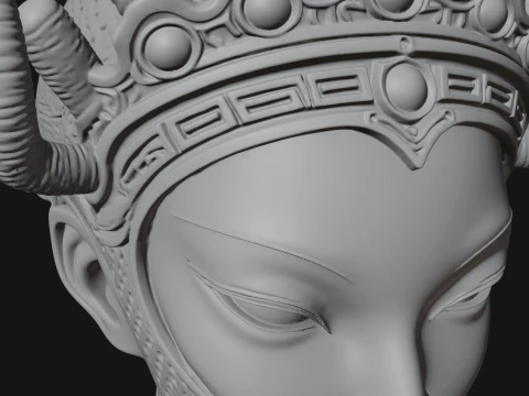 Alien Bust with Tube Crown Statue Design 3 - 3D Print Model 3D Print Model