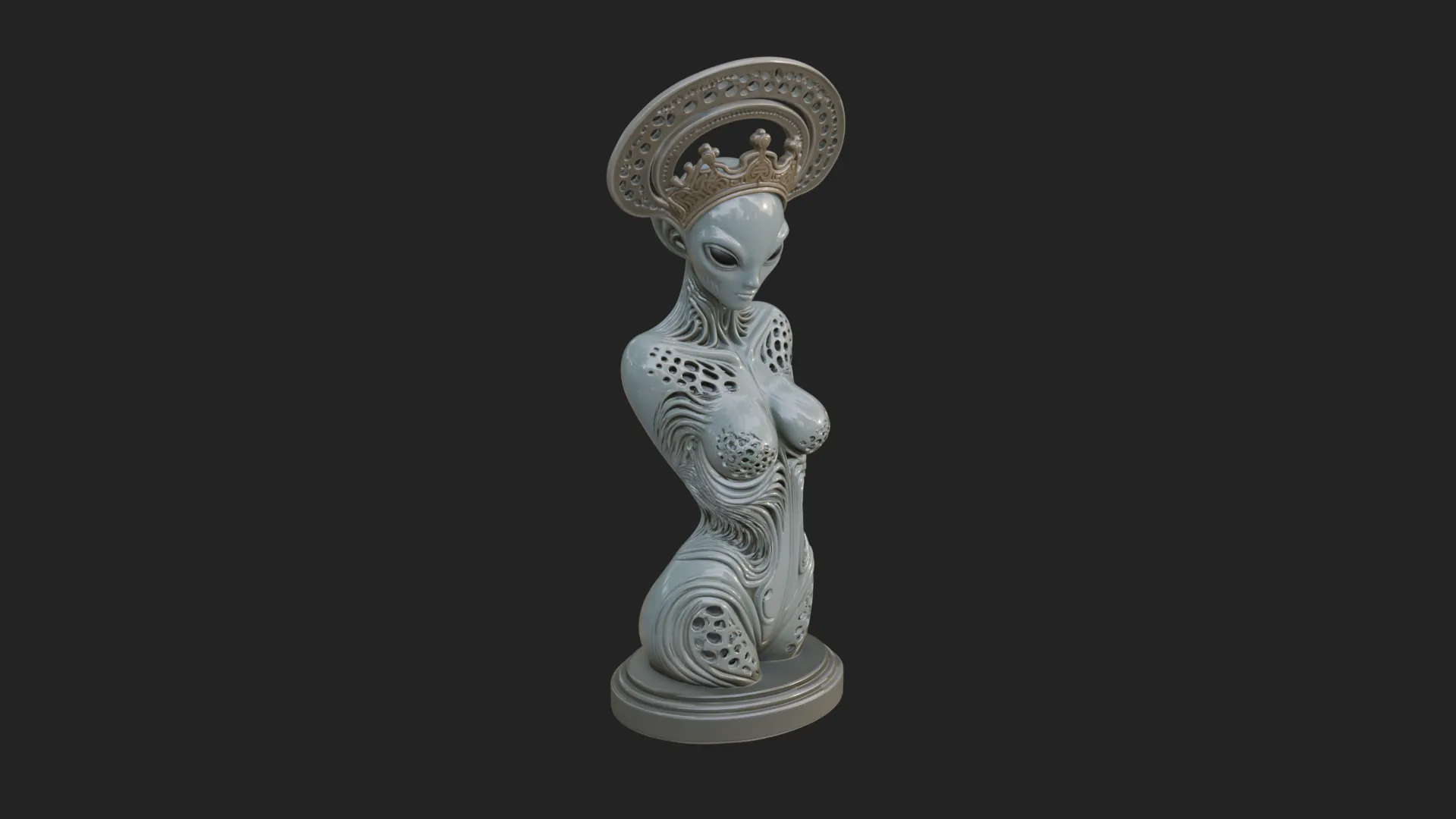 Elegant Alien Queen Statue Design 3 - 3D Print Model 3D Print Model .c4d .max .obj .3ds .fbx .stl .blend 