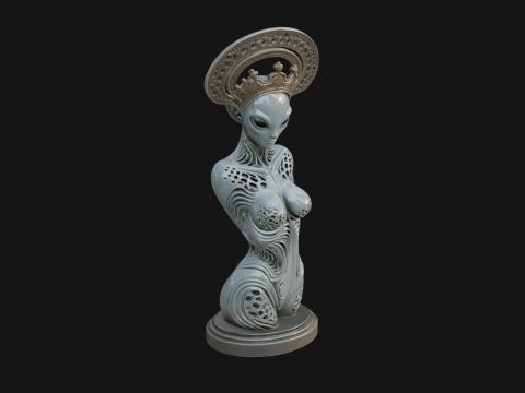 Elegant Alien Queen Statue Design 3 - 3D Print Model 3D Print Model