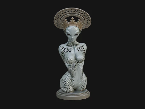 Elegant Alien Queen Statue Design 3 - 3D Print Model 3D Print Model