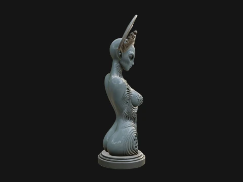 Elegant Alien Queen Statue Design 3 - 3D Print Model 3D Print Model