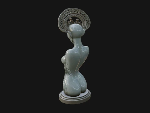 Elegant Alien Queen Statue Design 3 - 3D Print Model 3D Print Model