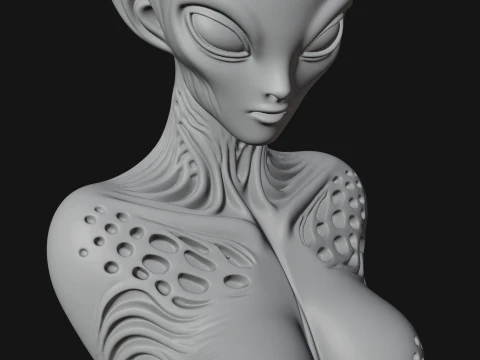 Elegant Alien Queen Statue Design 3 - 3D Print Model 3D Print Model