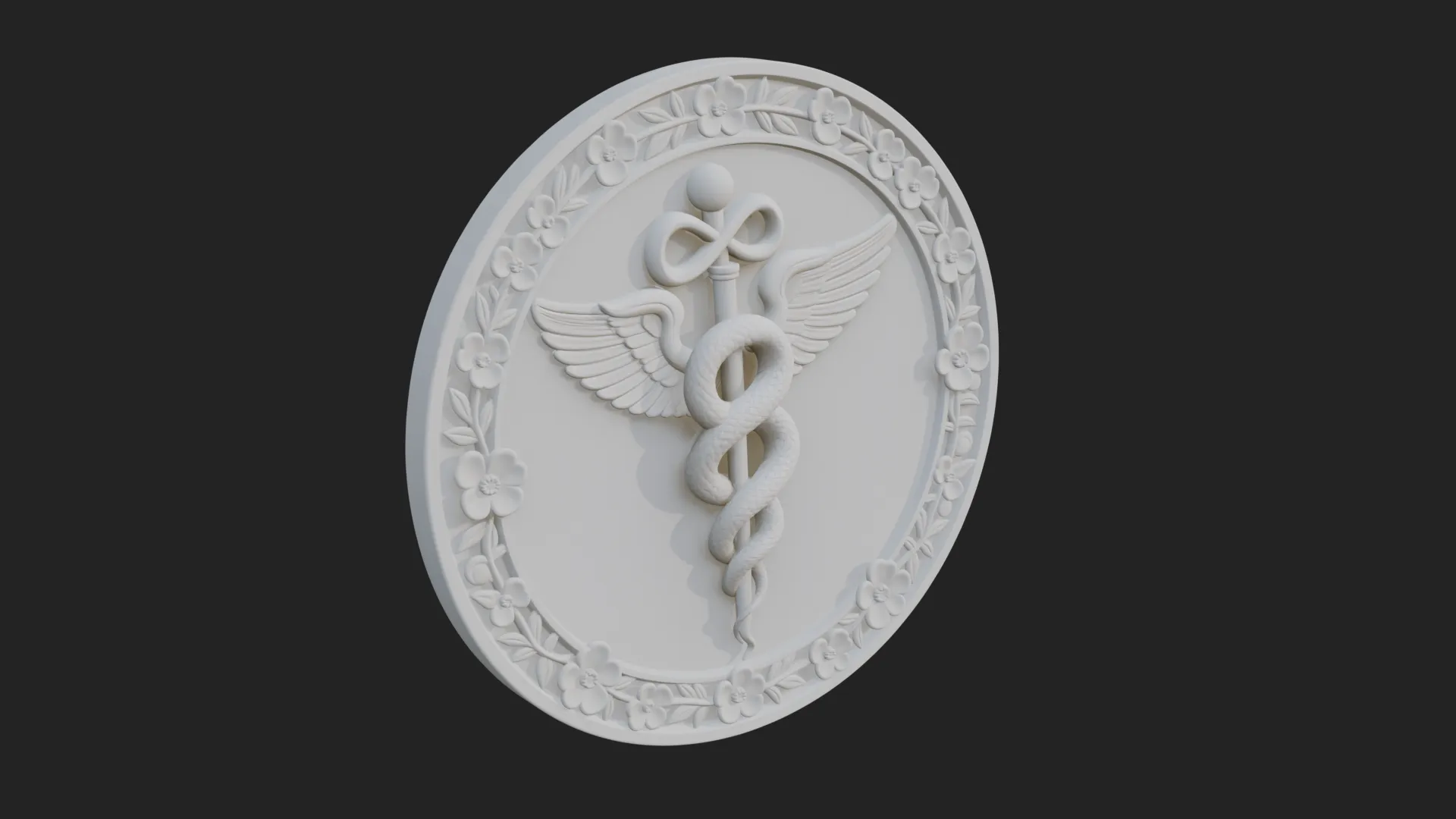 Caduceus Medical Wall Plaque Design 5 - 3D Print Model 3D Print Model .c4d .max .obj .3ds .fbx .stl .blend 
