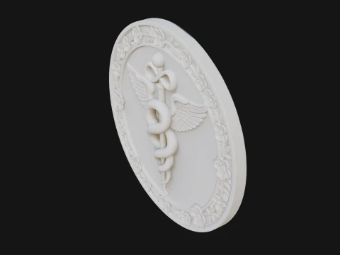 Caduceus Medical Wall Plaque Design 5 - 3D Print Model 3D Print Model