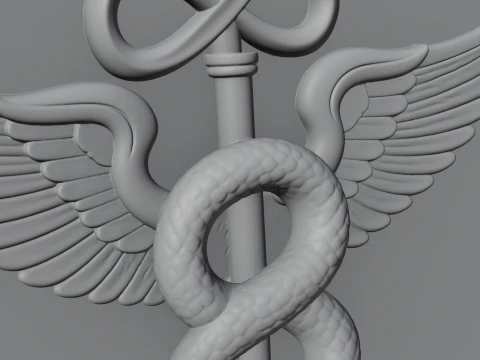 Caduceus Medical Wall Plaque Design 5 - 3D Print Model 3D Print Model