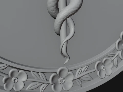 Caduceus Medical Wall Plaque Design 5 - 3D Print Model 3D Print Model