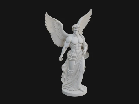 Winged Guardian Angel Statue Design 4 - 3D Print Model Model do druku 3D