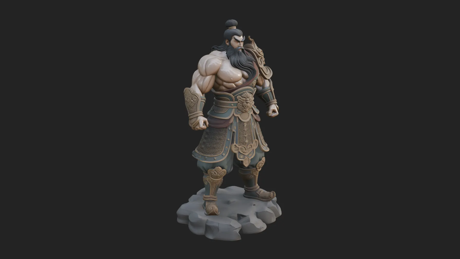 Chinese General on Rock Statue Design 4 - 3D Print Model 3D Druckmodell .c4d .max .obj .3ds .fbx .stl .blend 