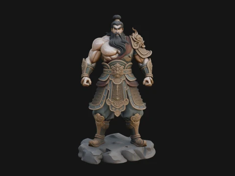 Chinese General on Rock Statue Design 4 - 3D Print Model 3D Druckmodell