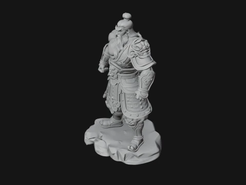 Chinese General on Rock Statue Design 4 - 3D Print Model 3D Druckmodell