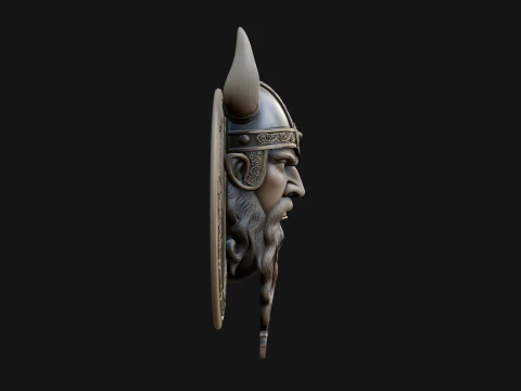 Viking Face Relief Medallion Pendant Design 2 - 3D Print Model 3D Print Model