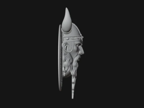 Viking Face Relief Medallion Pendant Design 2 - 3D Print Model 3D Print Model
