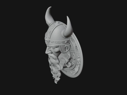 Viking Face Relief Medallion Pendant Design 2 - 3D Print Model 3D Print Model