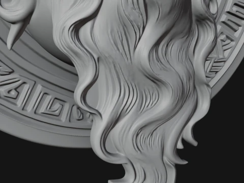 Viking Face Relief Medallion Pendant Design 2 - 3D Print Model 3D Print Model