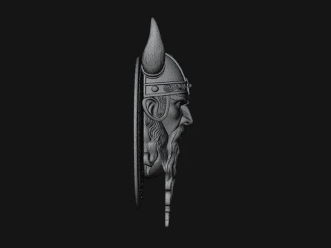 Viking Face Relief Medallion Pendant Design 2 - 3D Print Model 3D Print Model
