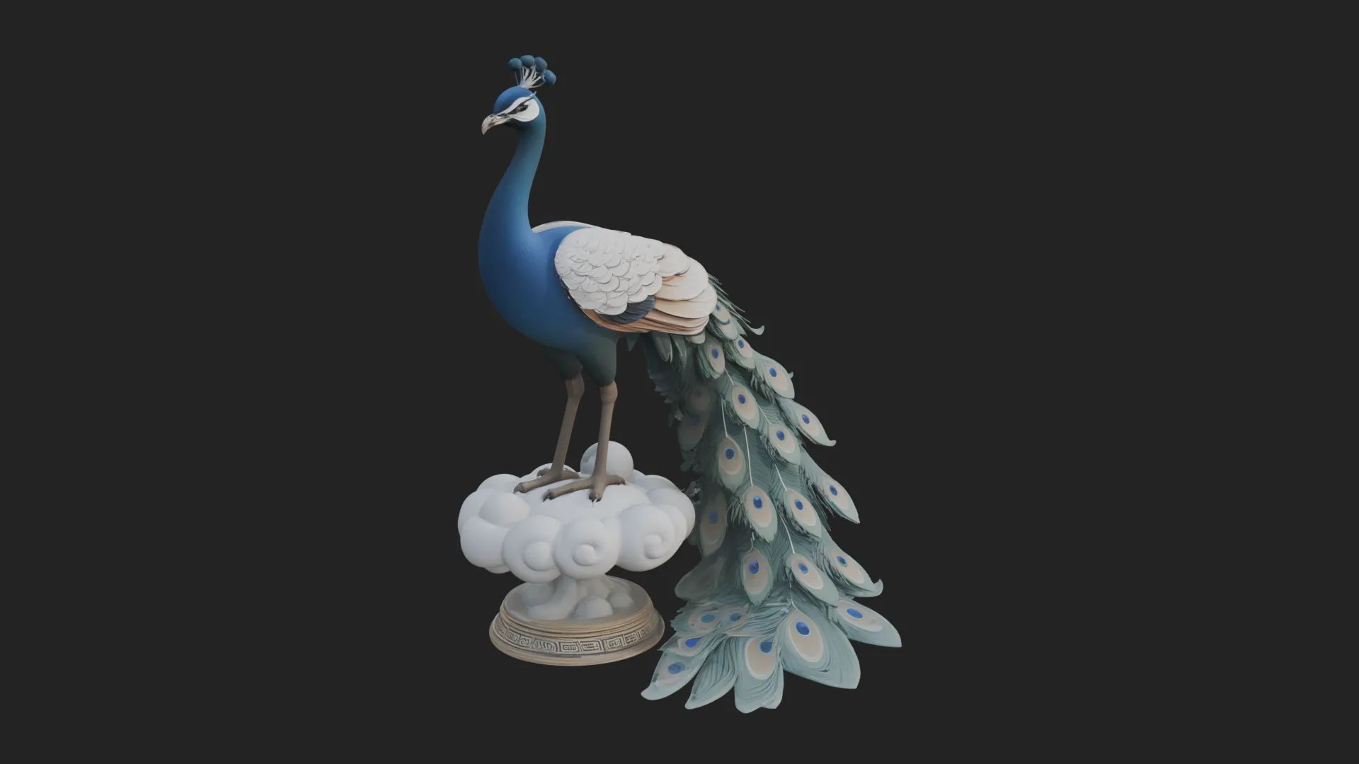 Peacock on Cloud Statue Design 3 - 3D Print Model 3D Print Model .c4d .max .obj .3ds .fbx .stl .blend 