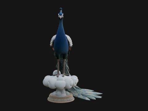 Peacock on Cloud Statue Design 3 - 3D Print Model 3D Print Model