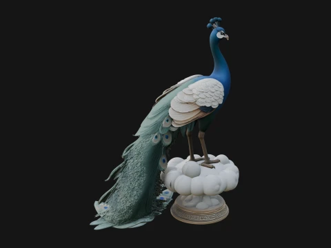 Peacock on Cloud Statue Design 3 - 3D Print Model 3D Print Model